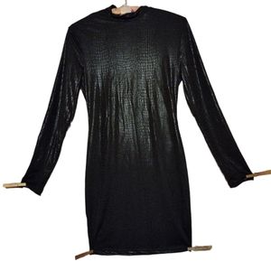 SheIn Black Faux Crocodile / Snakeskin Dress